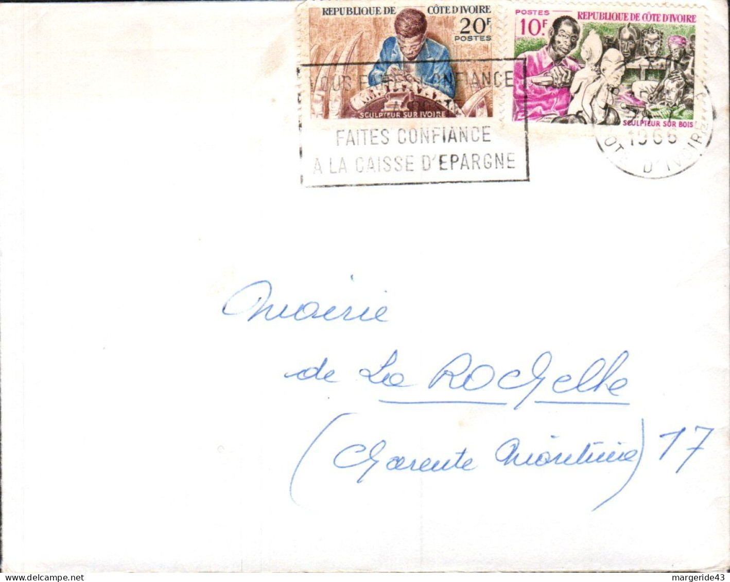 COTE D'IVOIRE AFFRANCHISSEMENT COMPOSE SUR LETTRE POUR LA FRANCE 1966 - Costa D'Avorio (1960-...)