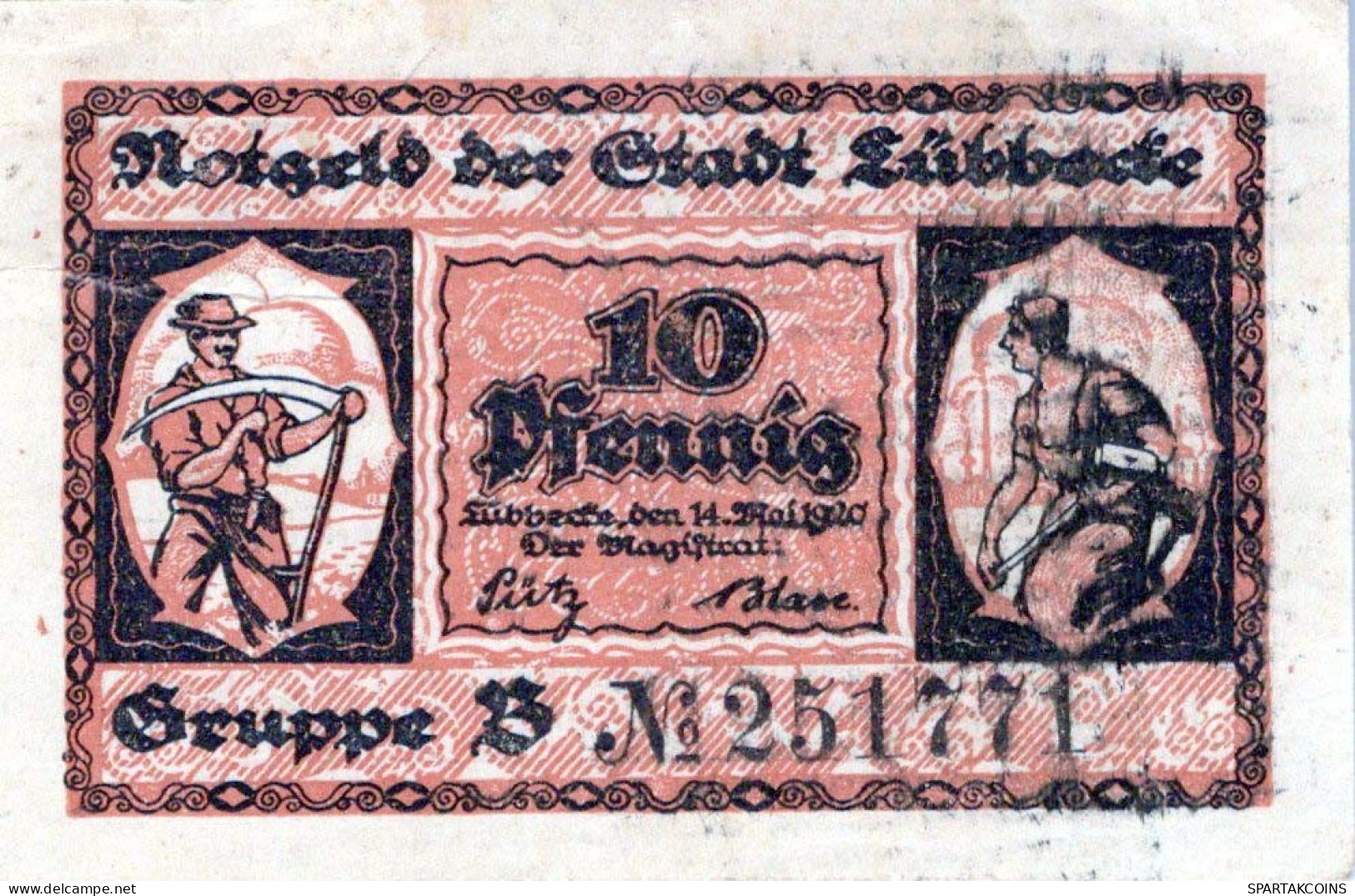 10 PFENNIG 1920 Stadt LÜBBECKE Westphalia DEUTSCHLAND Notgeld Banknote #PI193 - [11] Local Banknote Issues