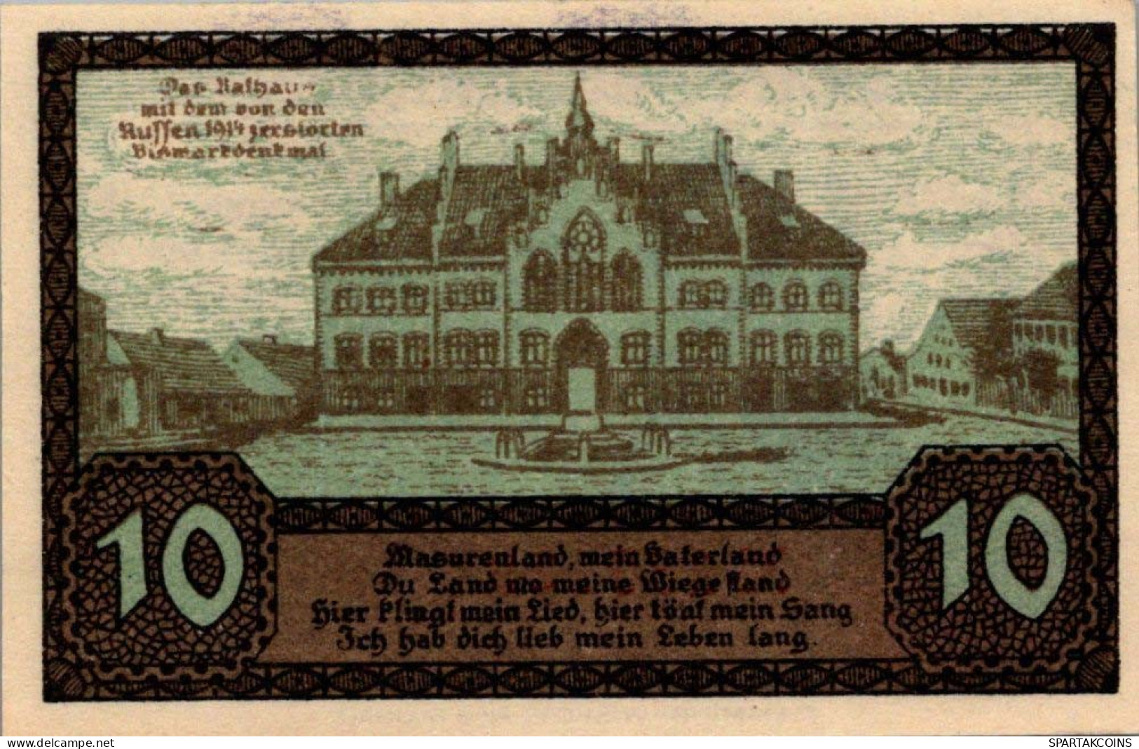 10 PFENNIG 1920 Stadt JOHANNISBURG East PRUSSLAND DEUTSCHLAND Notgeld #PF497 - [11] Local Banknote Issues