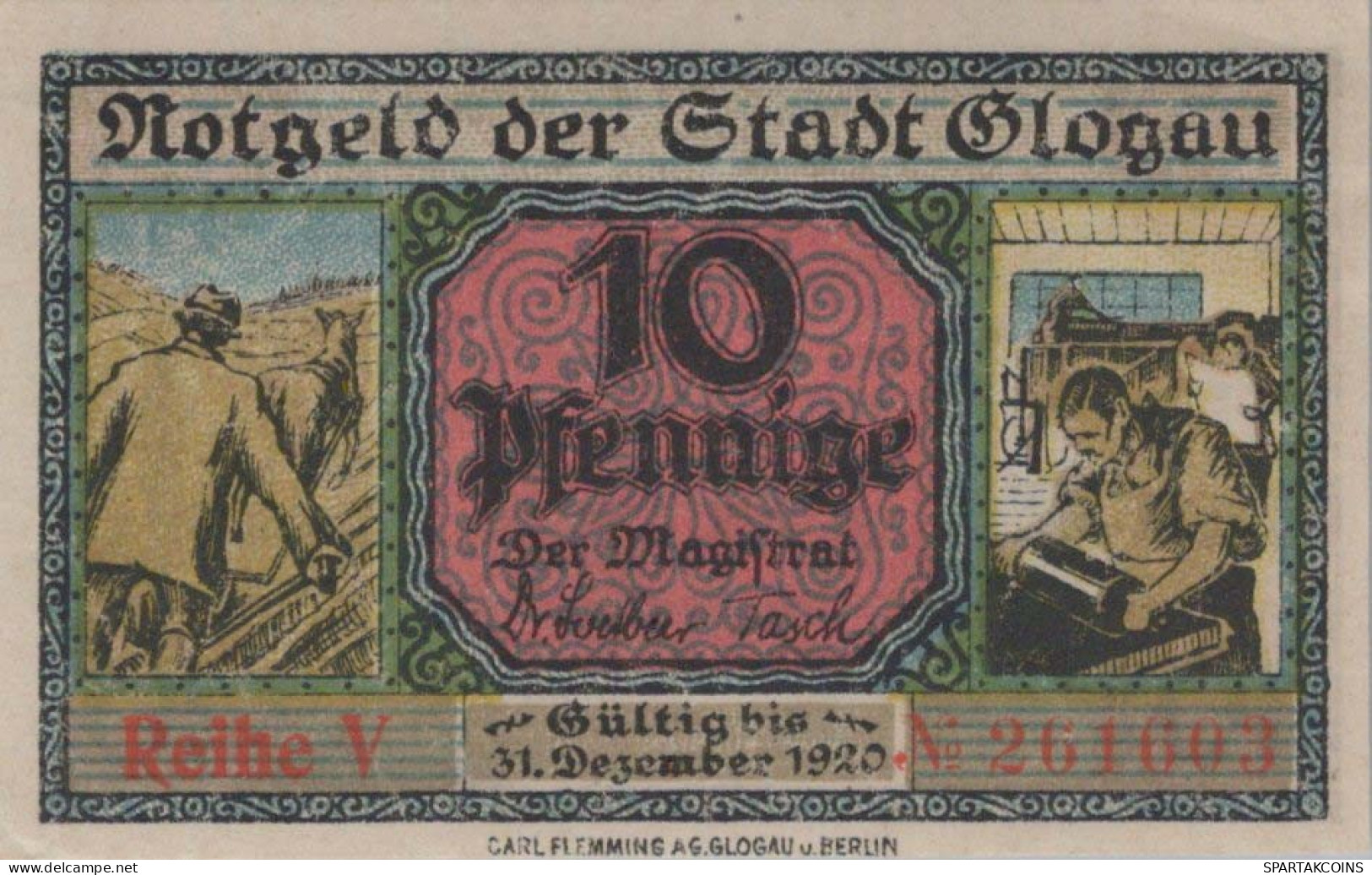 10 PFENNIG 1920 Stadt GLOGAU Niedrigeren Silesia UNC DEUTSCHLAND Notgeld #PH643 - [11] Local Banknote Issues