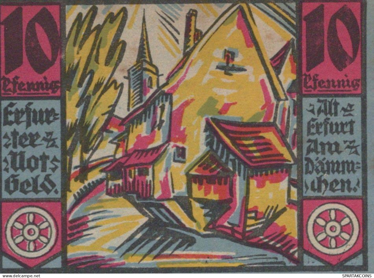 10 PFENNIG 1920 Stadt ERFURT Saxony UNC DEUTSCHLAND Notgeld Banknote #PA540 - [11] Local Banknote Issues