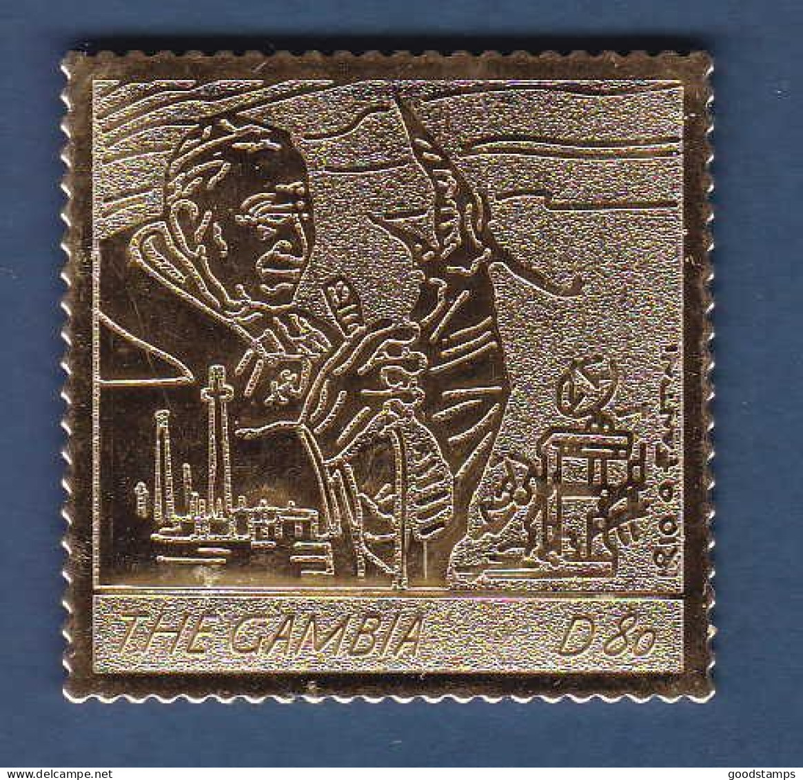 Gambia 2005, Pope John Paul II Speaking, Gold Leaf Stamp/embossed, Death Of The Pope, MNH , Mi. 5572 - Gambie (1965-...)