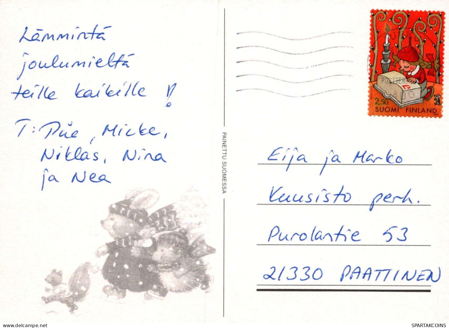 WEIHNACHTSMANN SANTA CLAUS Neujahr Weihnachten SCHNEEMANN Vintage Ansichtskarte Postkarte CPSM #PAU401.DE - Santa Claus