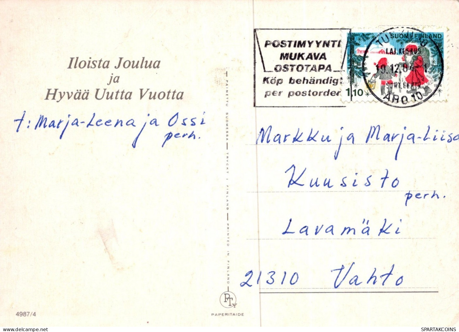WEIHNACHTSMANN SANTA CLAUS WEIHNACHTSFERIEN Vintage Postkarte CPSM #PAK917.DE - Santa Claus