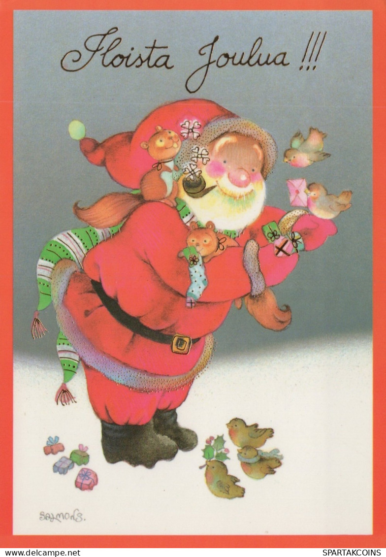 WEIHNACHTSMANN SANTA CLAUS TIERE WEIHNACHTSFERIEN Vintage Postkarte CPSM #PAK508.DE - Santa Claus