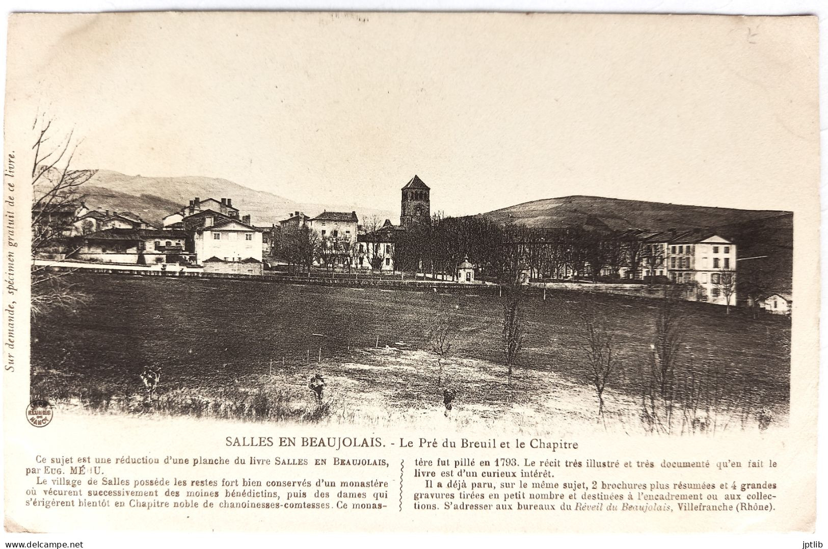 CPA Carte Postale / 69 Rhône, Salles En Beaujolais / Impr. Réunies / Le Pré Du Breuil Et Le Chapitre. - Autres & Non Classés