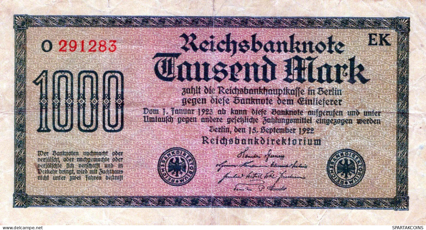 1000 MARK 1922 Stadt BERLIN DEUTSCHLAND Papiergeld Banknote #PL443 - [11] Local Banknote Issues