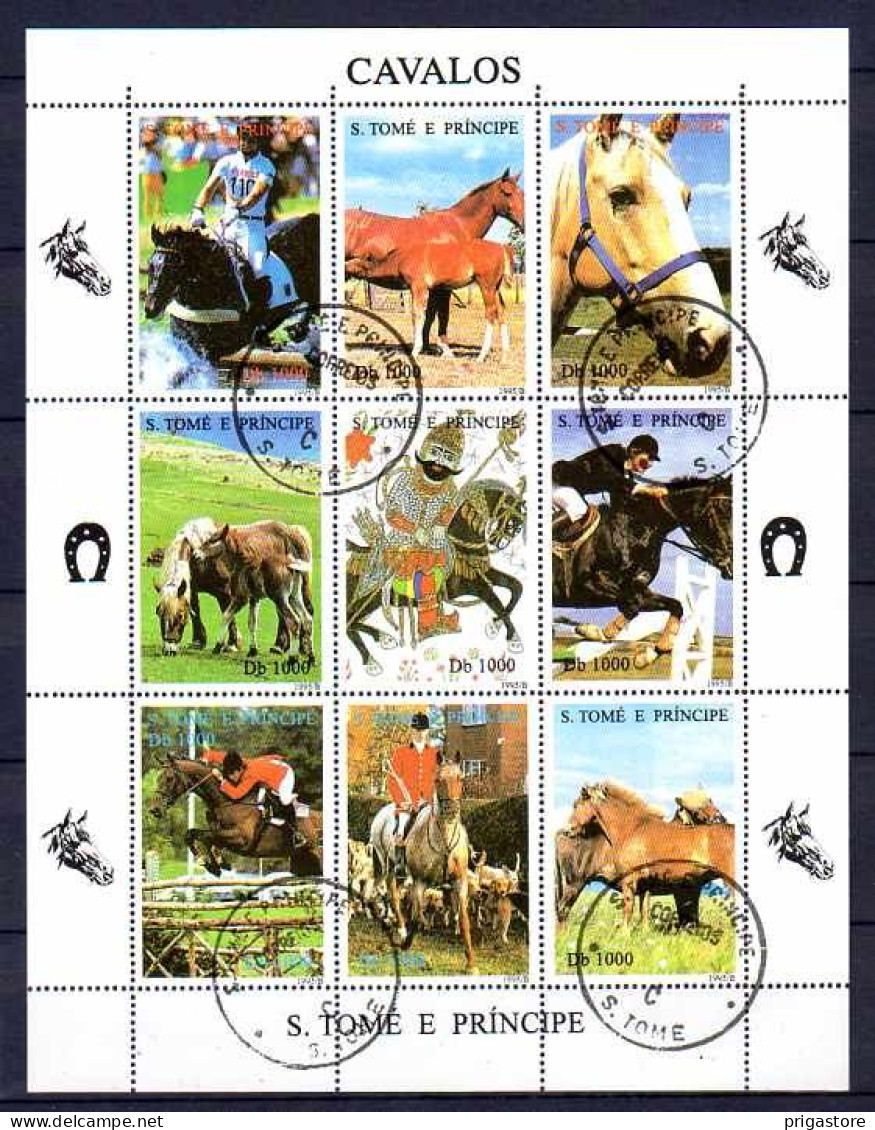 Saint Thomas Et Prince 1990 Chevaux (38) Yvert N° 1245 à 1253 Oblitéré Used - Sao Tome Et Principe