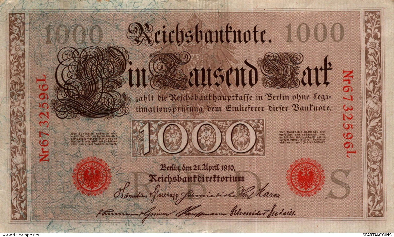 1000 MARK 1910 DEUTSCHLAND Papiergeld Banknote #PL294 - [11] Emisiones Locales