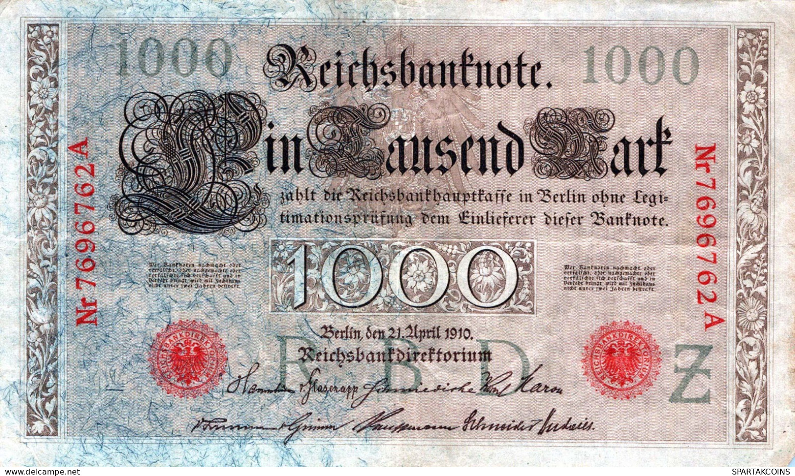 1000 MARK 1910 DEUTSCHLAND Papiergeld Banknote #PL299 - [11] Emisiones Locales