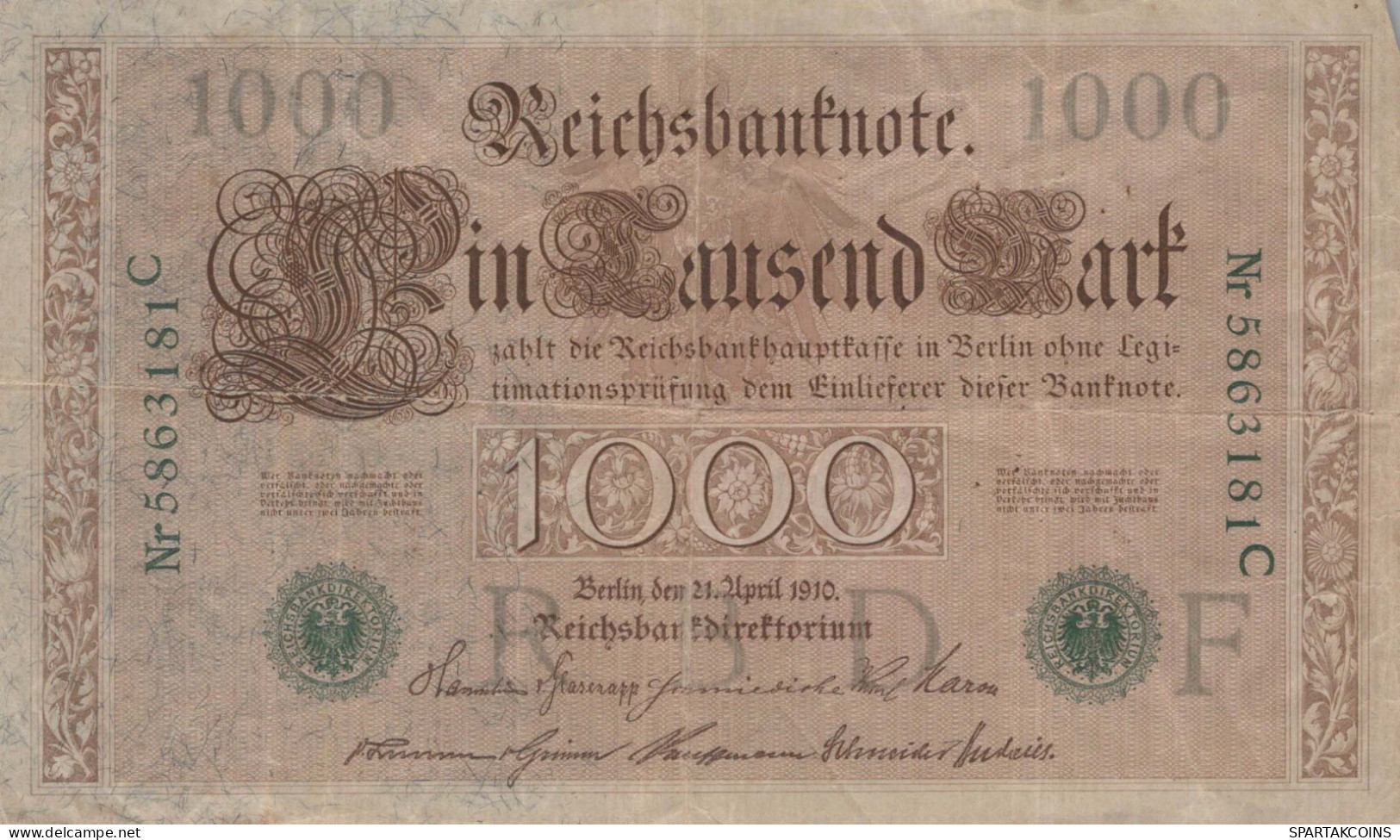 1000 MARK 1910 DEUTSCHLAND Papiergeld Banknote #PL289 - [11] Emisiones Locales