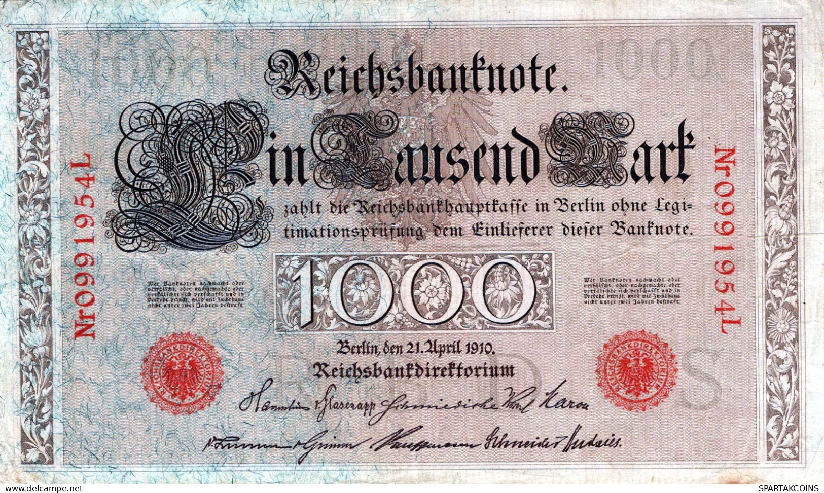 1000 MARK 1910 DEUTSCHLAND Papiergeld Banknote #PL281 - [11] Emisiones Locales