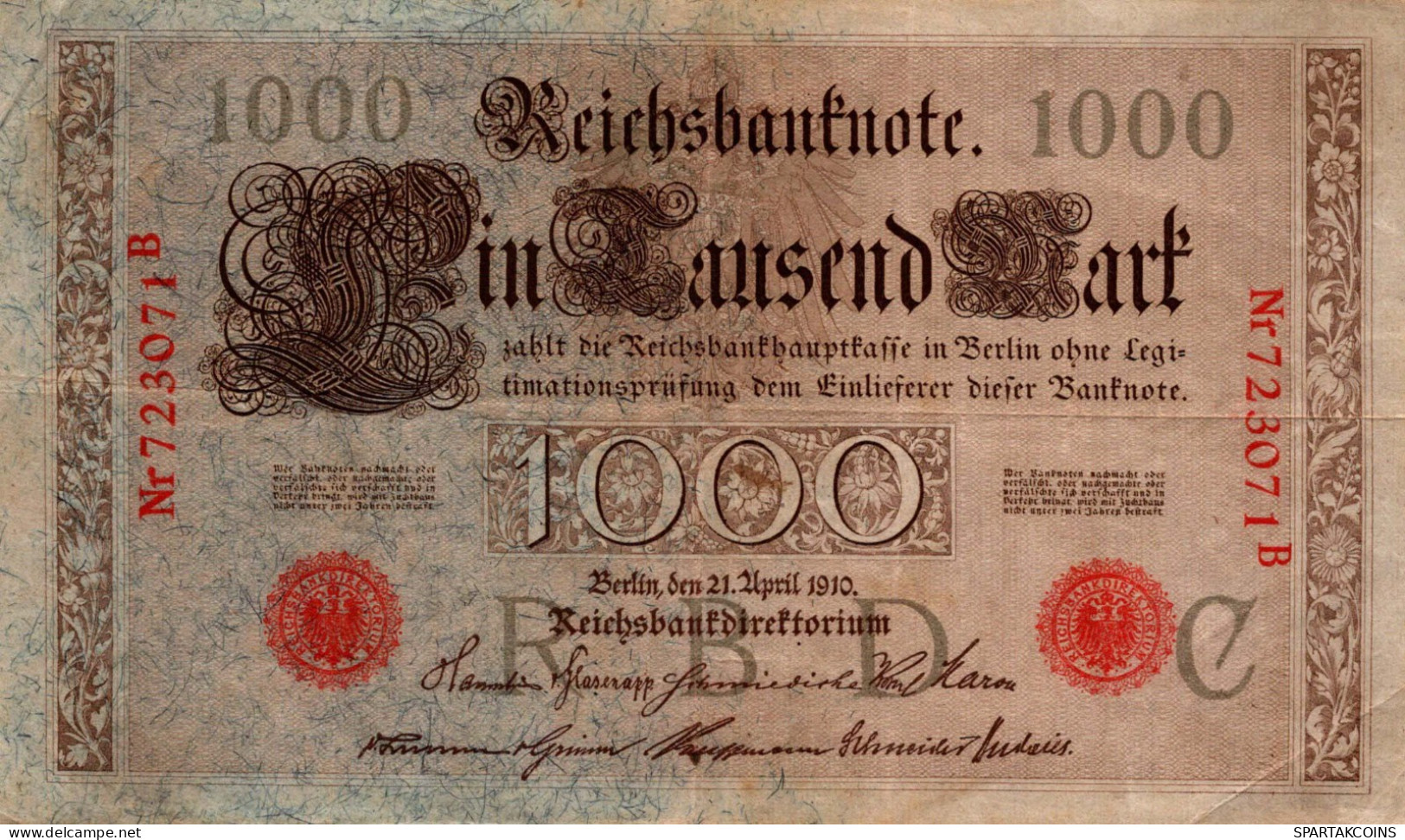 1000 MARK 1910 DEUTSCHLAND Papiergeld Banknote #PL276 - Lokale Ausgaben