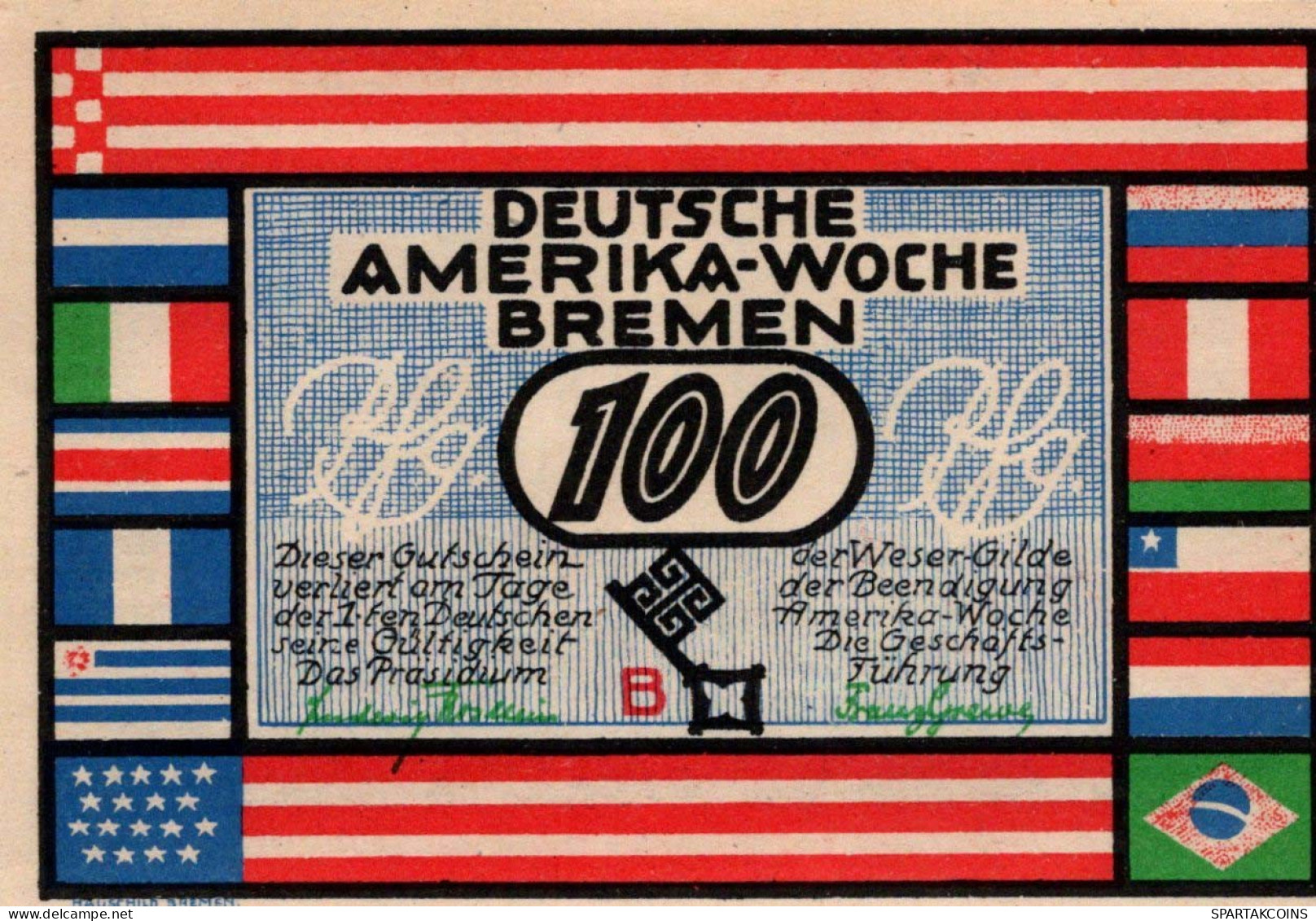 100 PFENNIG 1923 Stadt BREMEN Bremen UNC DEUTSCHLAND Notgeld Banknote #PA310 - [11] Local Banknote Issues
