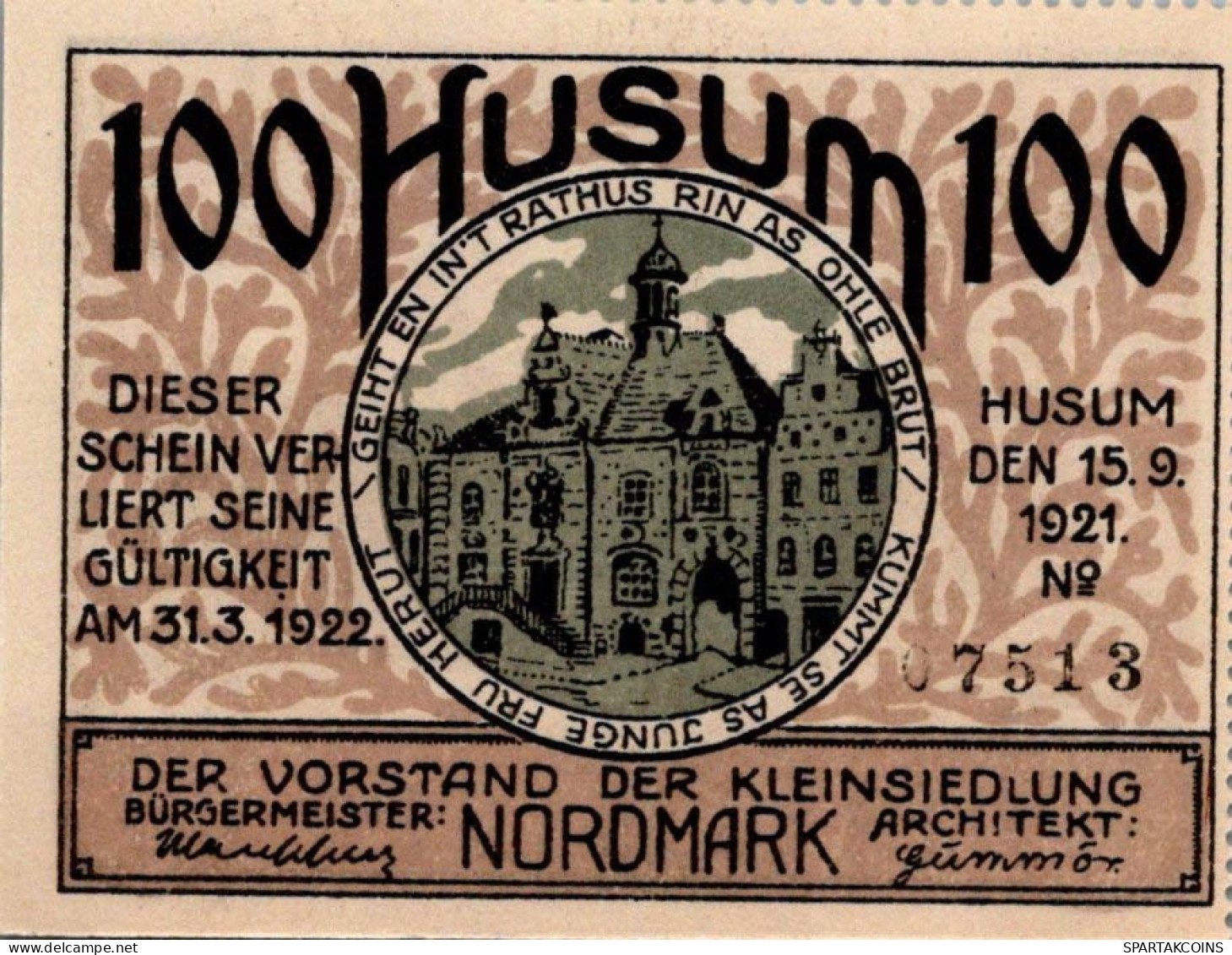 100 PFENNIG 1921 Stadt HUSUM Schleswig-Holstein UNC DEUTSCHLAND Notgeld #PI816 - Lokale Ausgaben