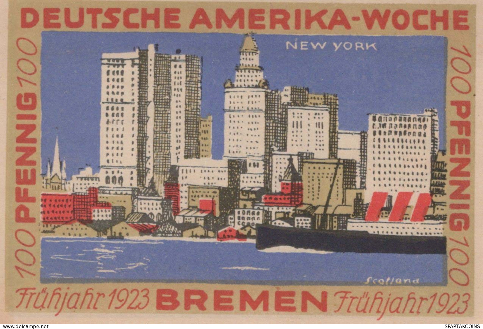 100 PFENNIG 1914-1924 Stadt BREMEN Bremen UNC DEUTSCHLAND Notgeld #PC283 - [11] Emisiones Locales