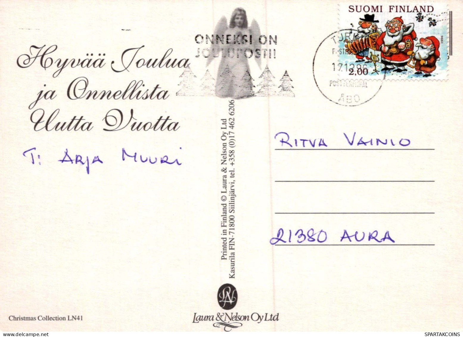 PAPÁ NOEL Feliz Año Navidad Vintage Tarjeta Postal CPSM #PAW676.ES - Santa Claus