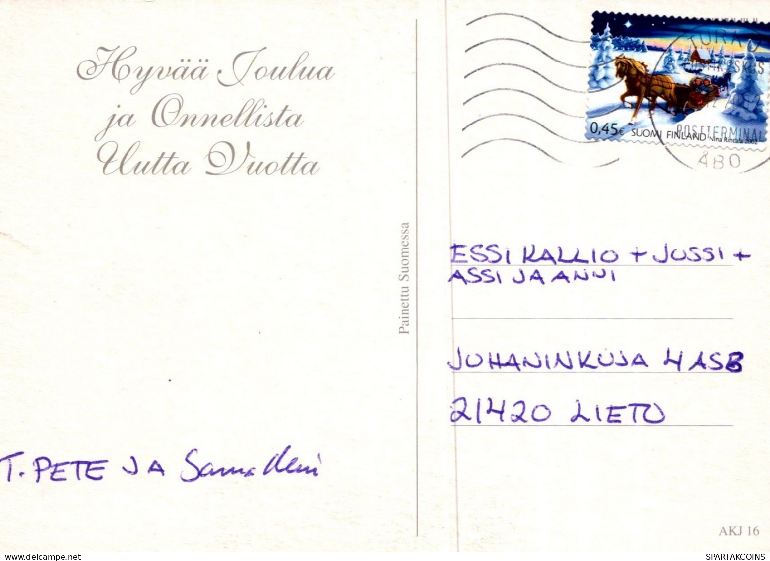 PAPÁ NOEL Animales NAVIDAD Fiesta Vintage Tarjeta Postal CPSM #PAK769.ES - Santa Claus