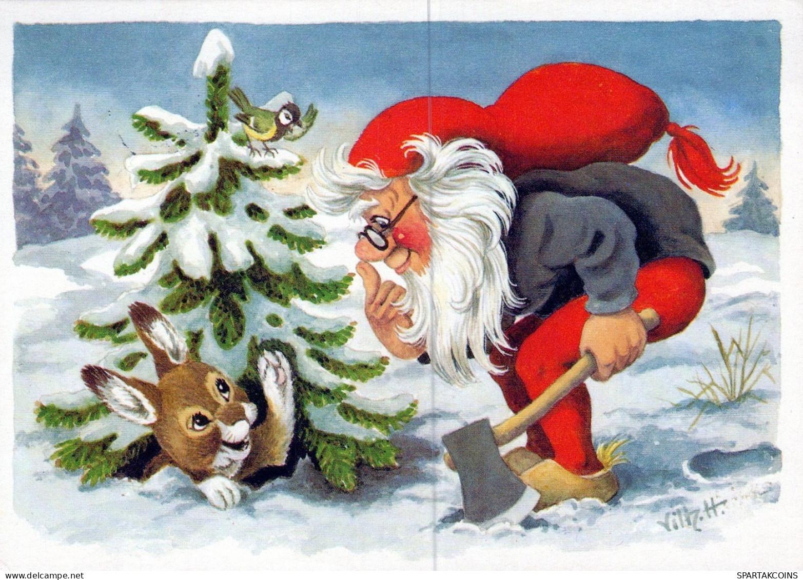 PAPÁ NOEL NAVIDAD Fiesta Vintage Tarjeta Postal CPSM #PAK915.ES - Santa Claus