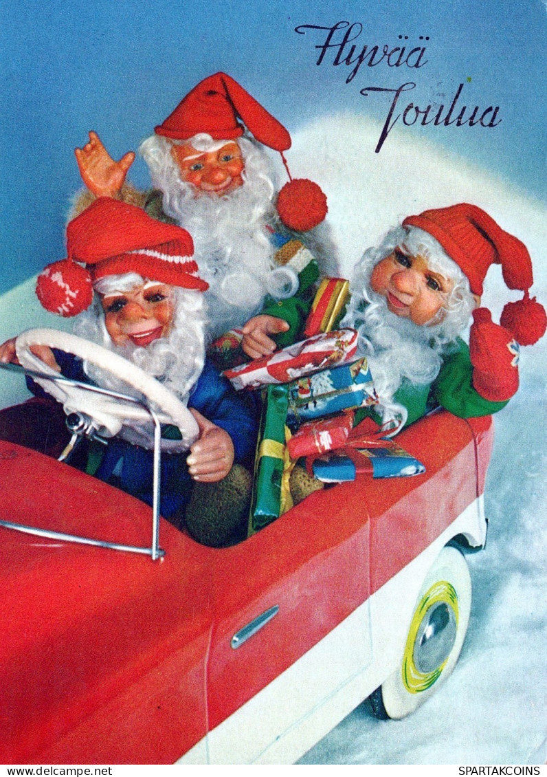 PAPÁ NOEL CAR AUTO NAVIDAD Fiesta Vintage Tarjeta Postal CPSM #PAK011.ES - Santa Claus