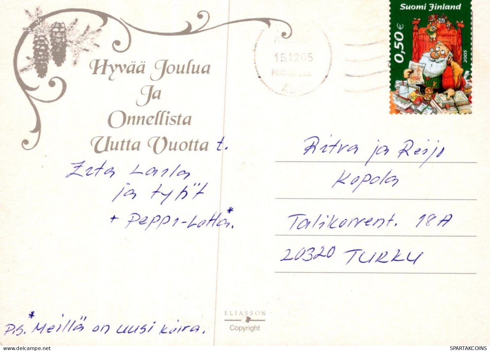 PAPÁ NOEL NAVIDAD Fiesta Vintage Tarjeta Postal CPSM #PAK836.ES - Santa Claus
