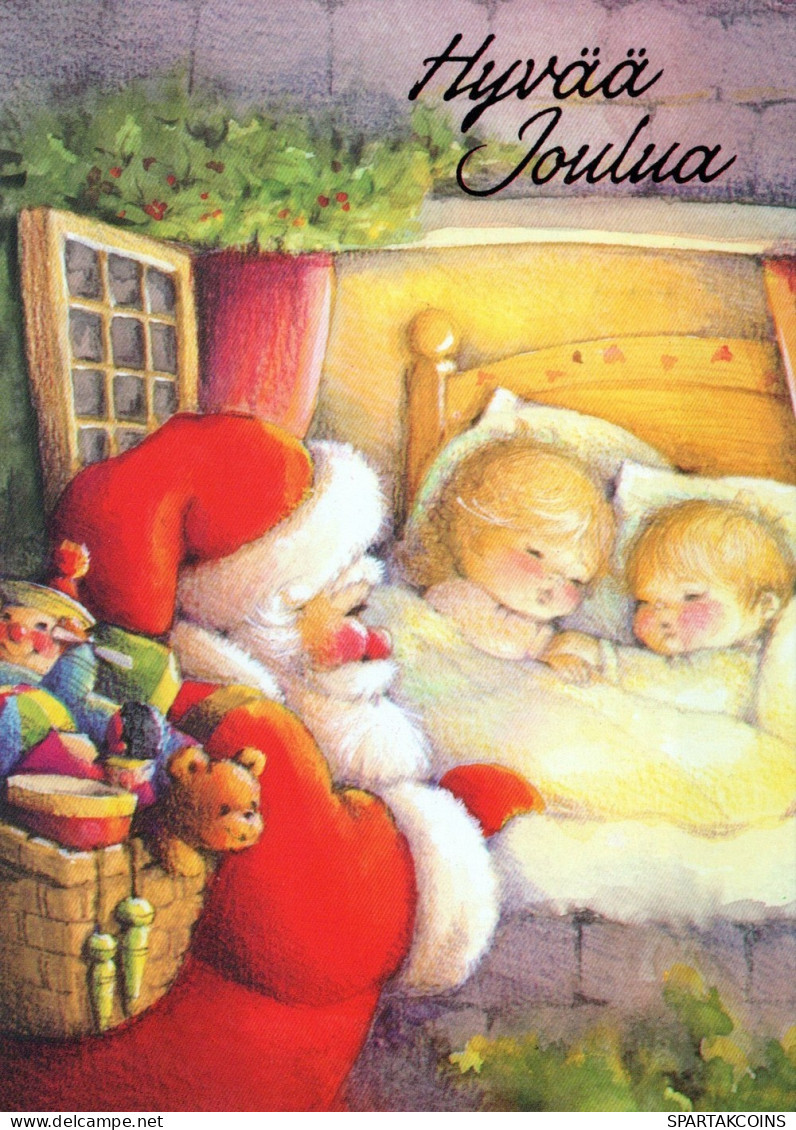 PAPÁ NOEL NIÑO NAVIDAD Fiesta Vintage Tarjeta Postal CPSM #PAK219.ES - Santa Claus