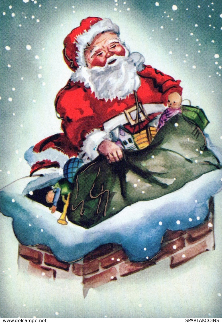 PAPÁ NOEL NAVIDAD Fiesta Vintage Tarjeta Postal CPSM #PAJ729.ES - Santa Claus