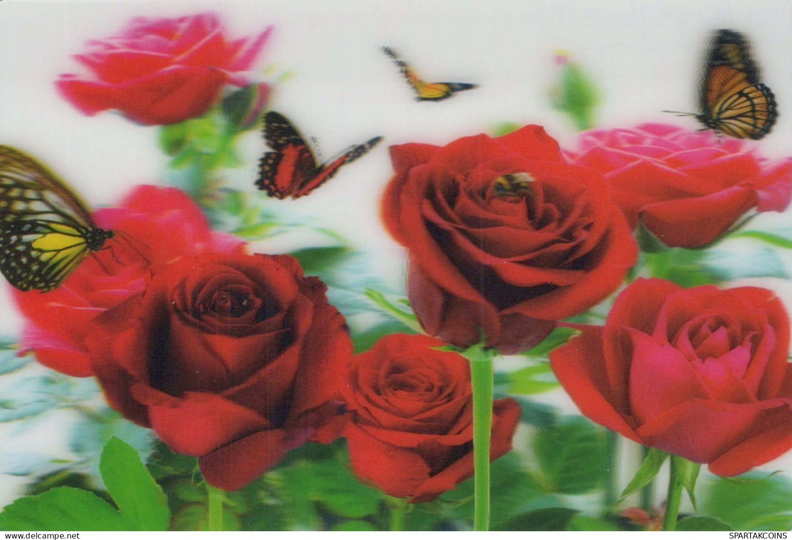 FLOWERS LENTICULAR 3D Vintage Ansichtskarte Postkarte CPSM #PAZ171.DE - Flowers