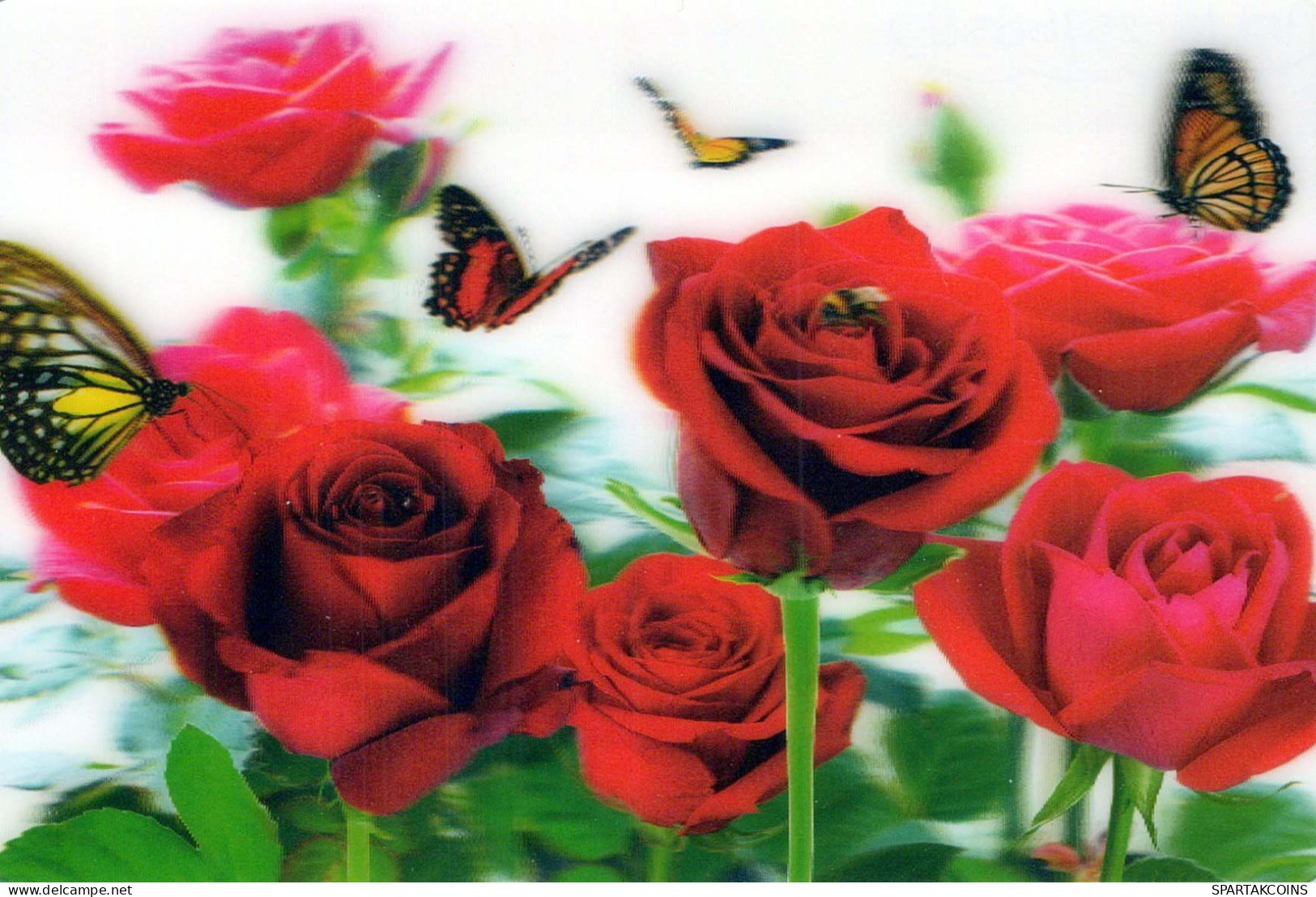 FLOWERS LENTICULAR 3D Vintage Ansichtskarte Postkarte CPSM #PAZ171.DE - Flowers