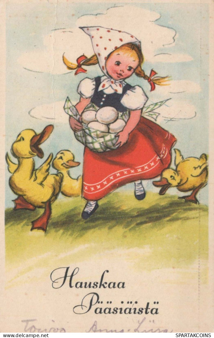 OSTERN KINDER EI Vintage Ansichtskarte Postkarte CPA #PKE366.DE - Ostern