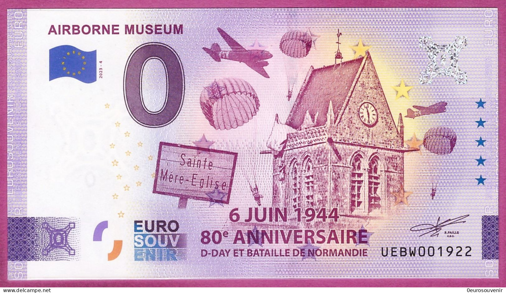 0-Euro UEBW 2023-4  AIRBORNE MUSEUM - Private Proofs / Unofficial