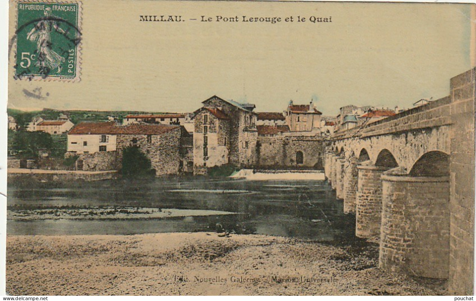 OP 22-(12) MILLAU - LE PONT LEROUGE ET LE QUAI - CARTE COLORISEE - 2 SCANS - Millau