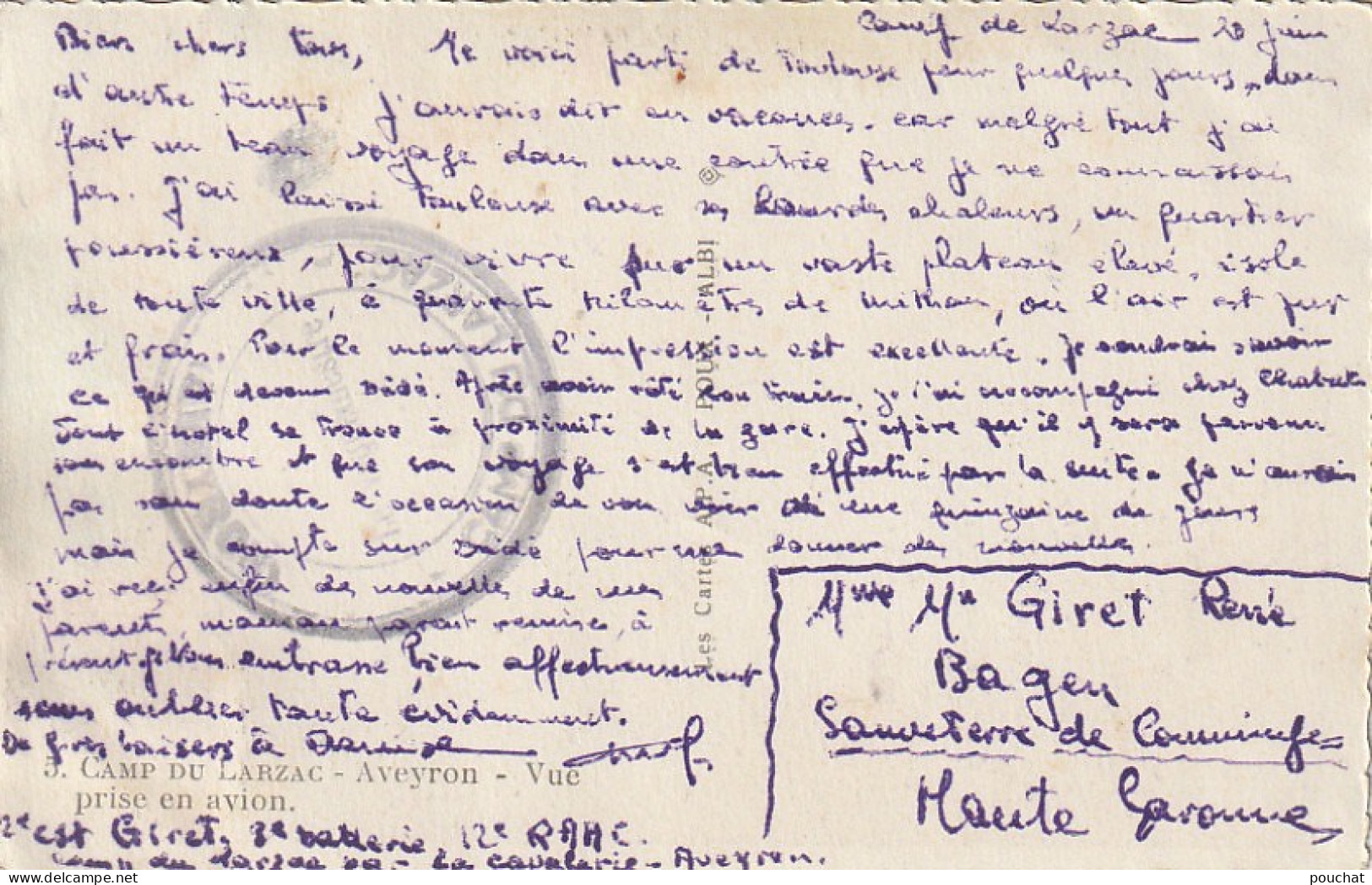 OP 22-(12) CAMP DU LARZAC - VUE PRISE EN AVION - CARTE COLORISEE - 2 SCANS - La Cavalerie