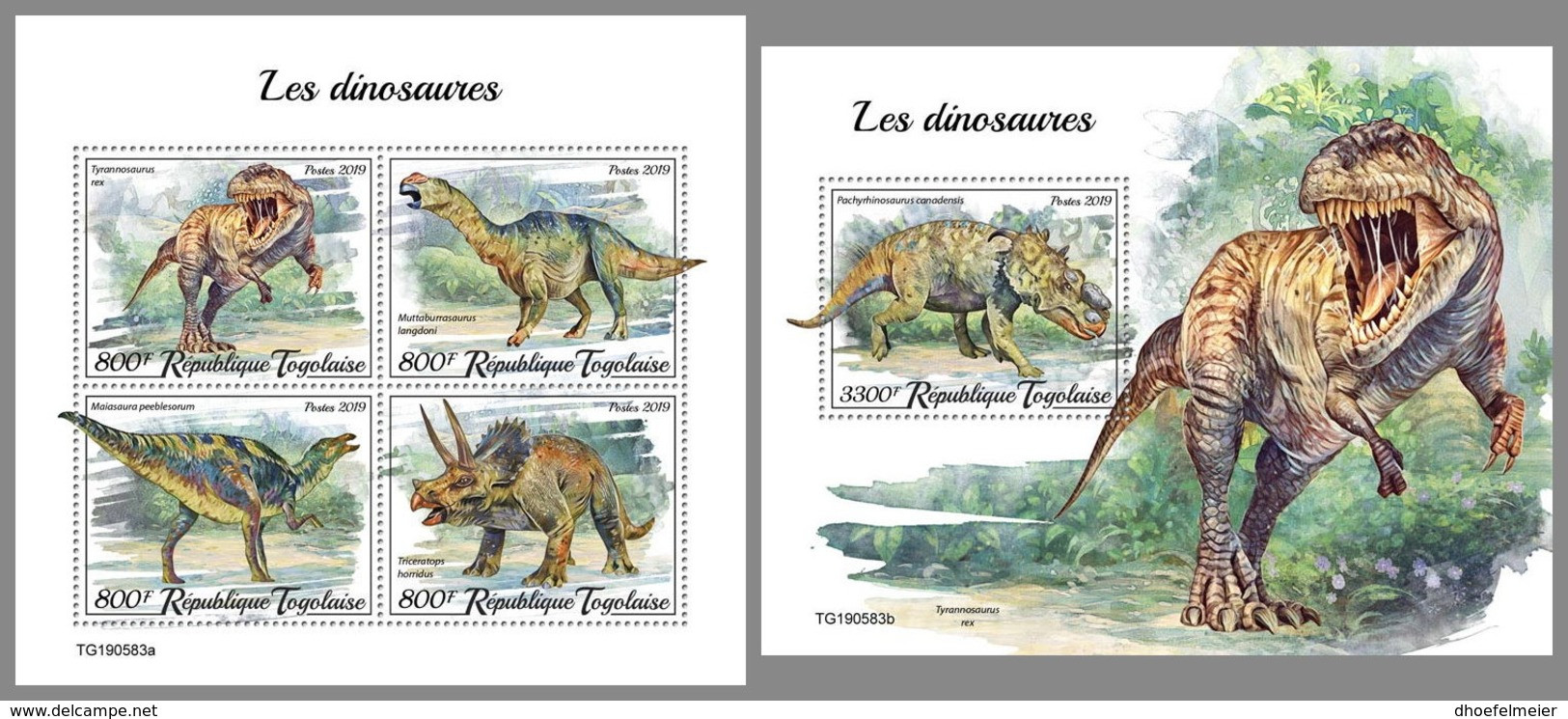 TOGO 2019 MNH Dinosaurs Dinosaurier Dinosaures M/S+S/S - OFFICIAL ISSUE - DH2004 - Vor- U. Frühgeschichte