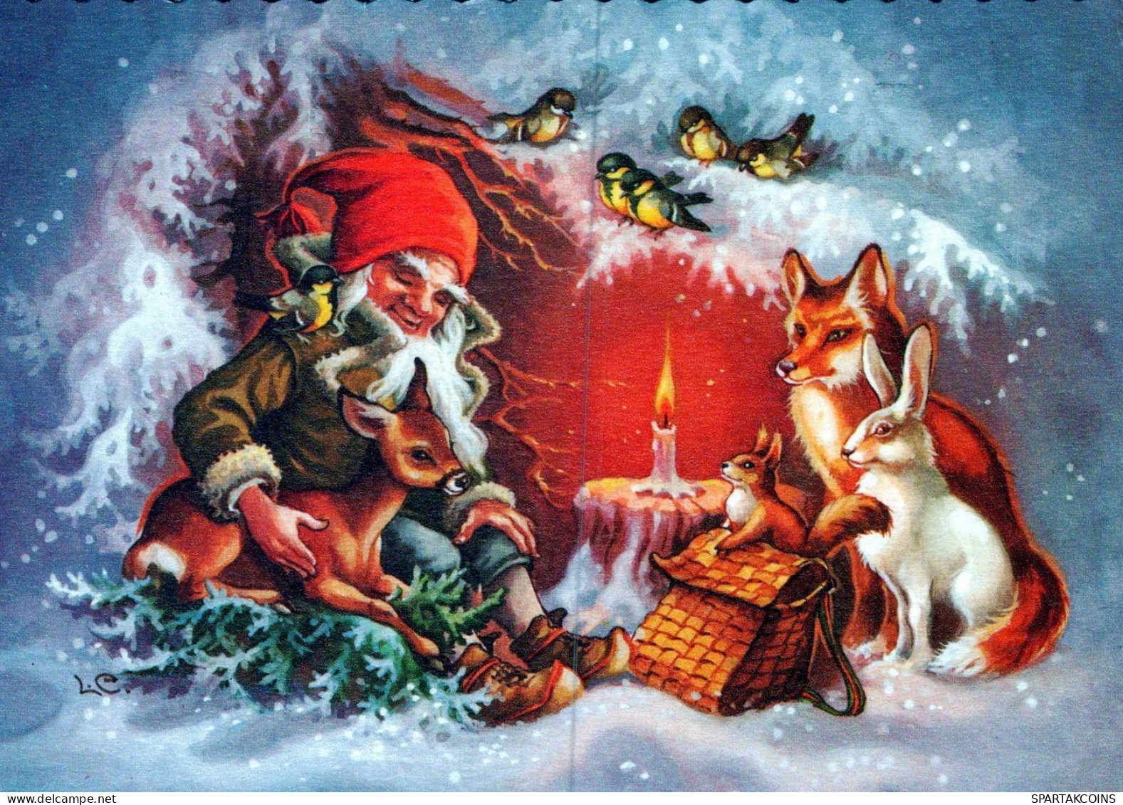 PÈRE NOËL Animaux NOËL Fêtes Voeux Vintage Carte Postale CPSM #PAK984.FR - Santa Claus