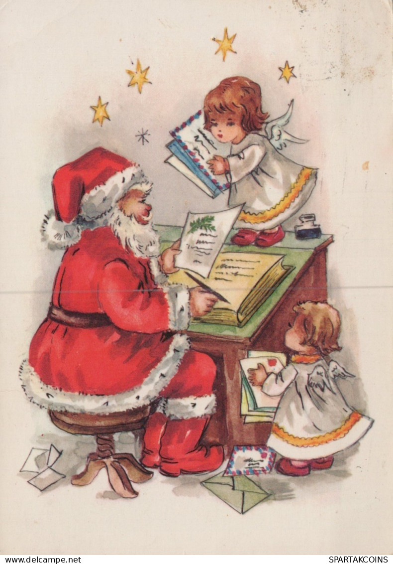 PÈRE NOËL ANGES NOËL Vintage Carte Postale CPSM #PAK770.FR - Santa Claus