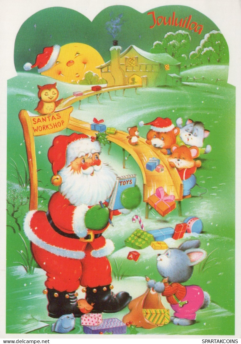 PÈRE NOËL Animaux NOËL Fêtes Voeux Vintage Carte Postale CPSM #PAK506.FR - Santa Claus