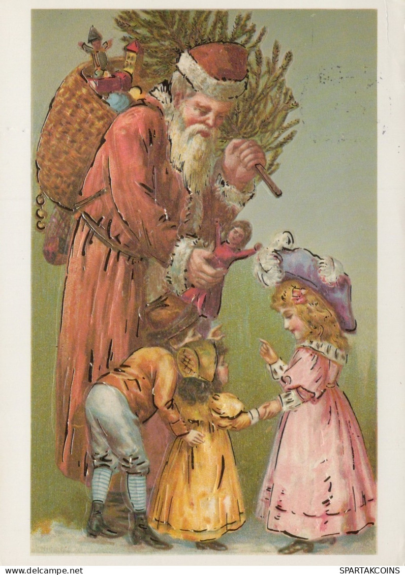 PÈRE NOËL ENFANT NOËL Fêtes Voeux Vintage Carte Postale CPSM #PAK379.FR - Santa Claus