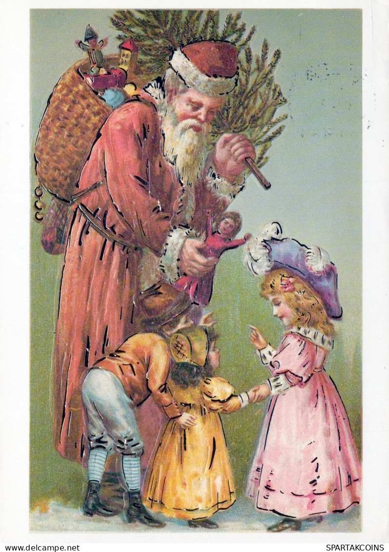 PÈRE NOËL ENFANT NOËL Fêtes Voeux Vintage Carte Postale CPSM #PAK379.FR - Santa Claus