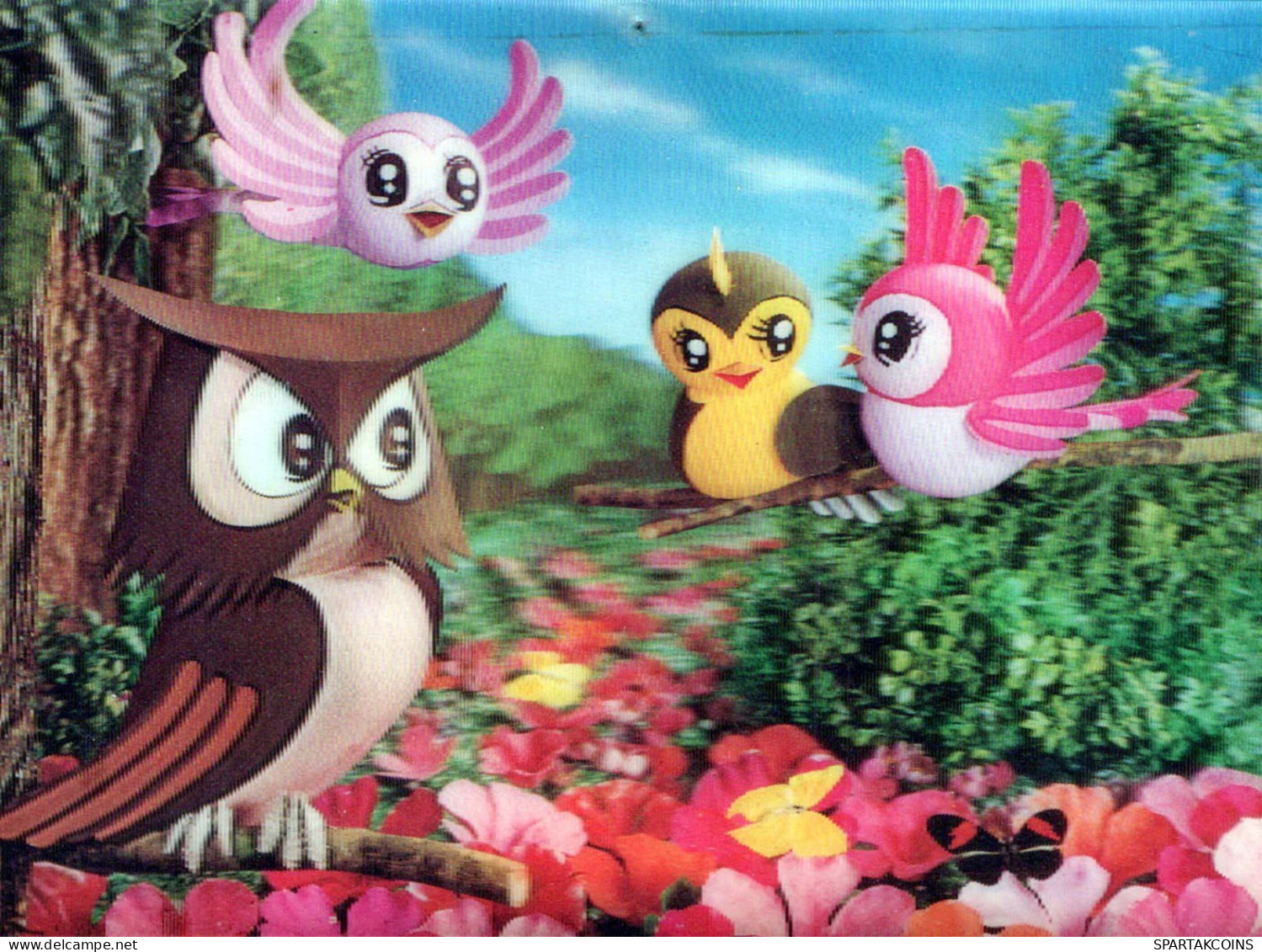 PÁJARO Animales LENTICULAR 3D Vintage Tarjeta Postal CPSM #PAZ101.ES - Oiseaux