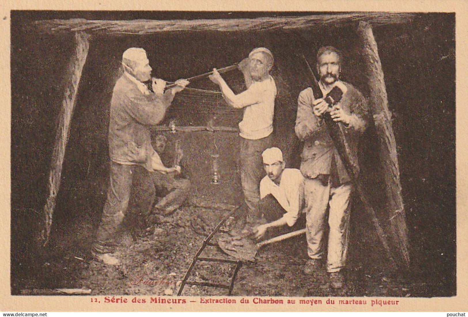 OP 23-(62) SERIE DES MINEURS - EXTRACTION DU CHARBON AU MOYEN DU MARTEAU PIQUEUR - ED. FAUCHOIS , BETHUNE - 2 SCANS - Nord-Pas-de-Calais