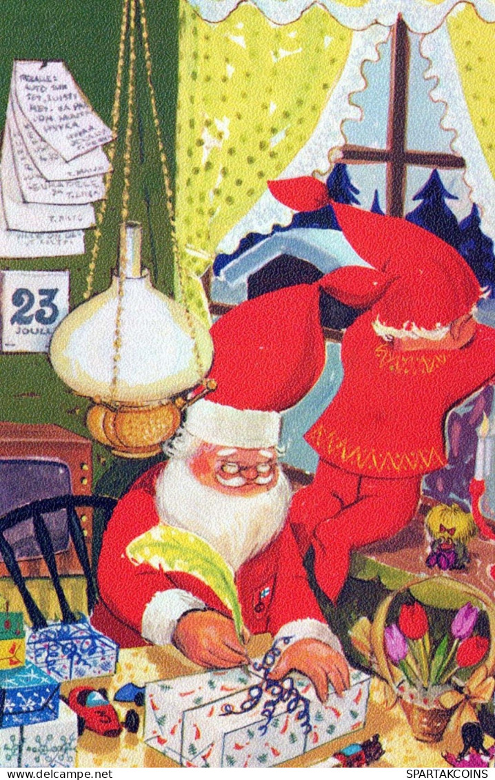 PAPÁ NOEL Feliz Año Navidad Vintage Tarjeta Postal CPSMPF #PKG340.ES - Santa Claus