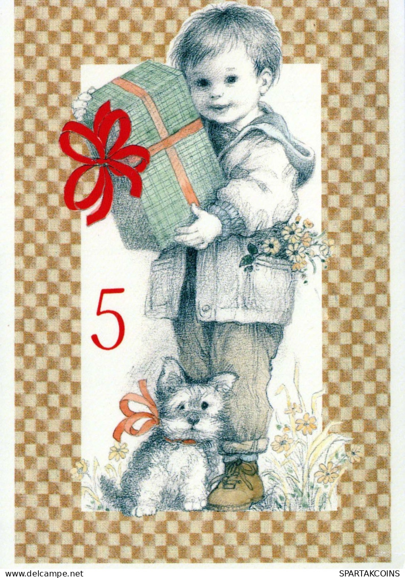 FELIZ CUMPLEAÑOS 5 Año De Edad NIÑO NIÑOS Vintage Tarjeta Postal CPSM #PBT801.ES - Birthday