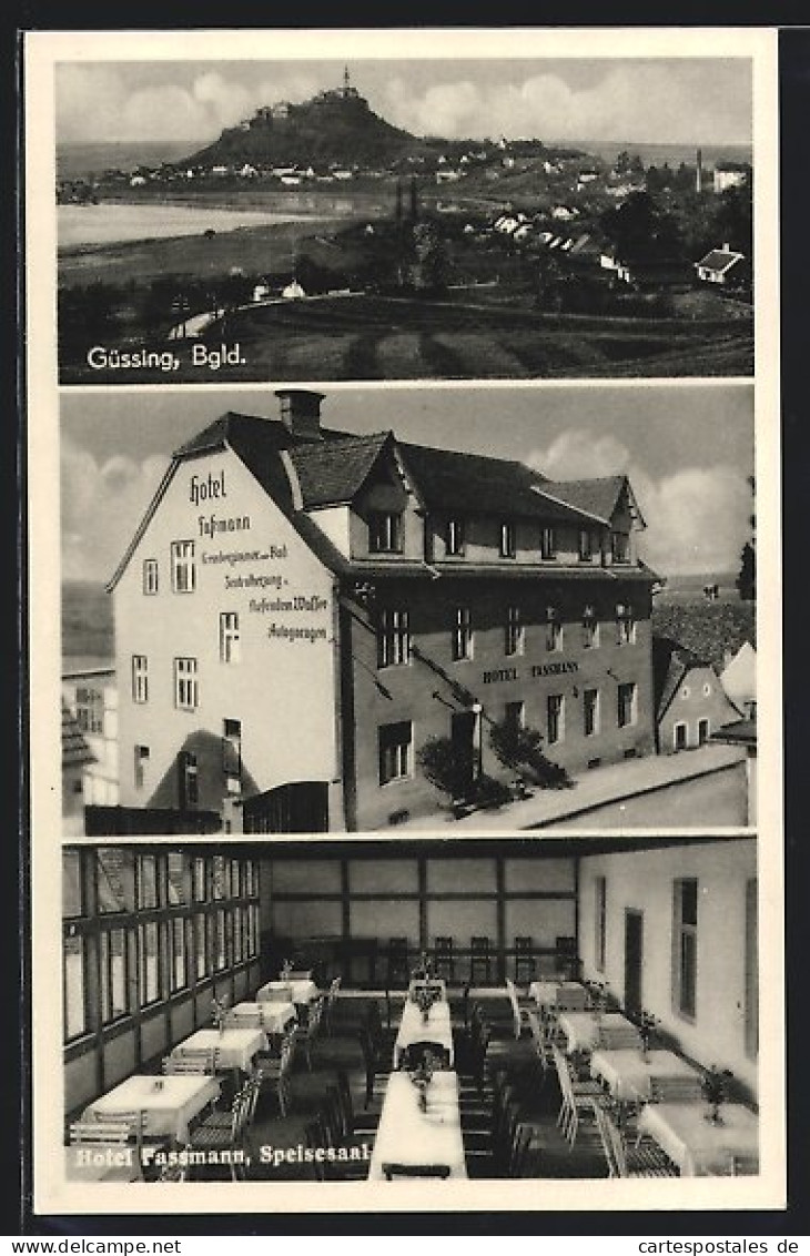 AK Güssing, Ortsansicht, Hotel Fassmann, Speisesaal  - Other & Unclassified