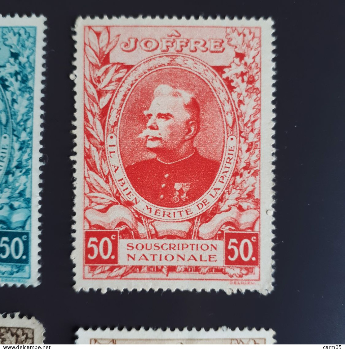 Lot De 4 Vignettes Timbres Errinophile Général Joffre - Militario