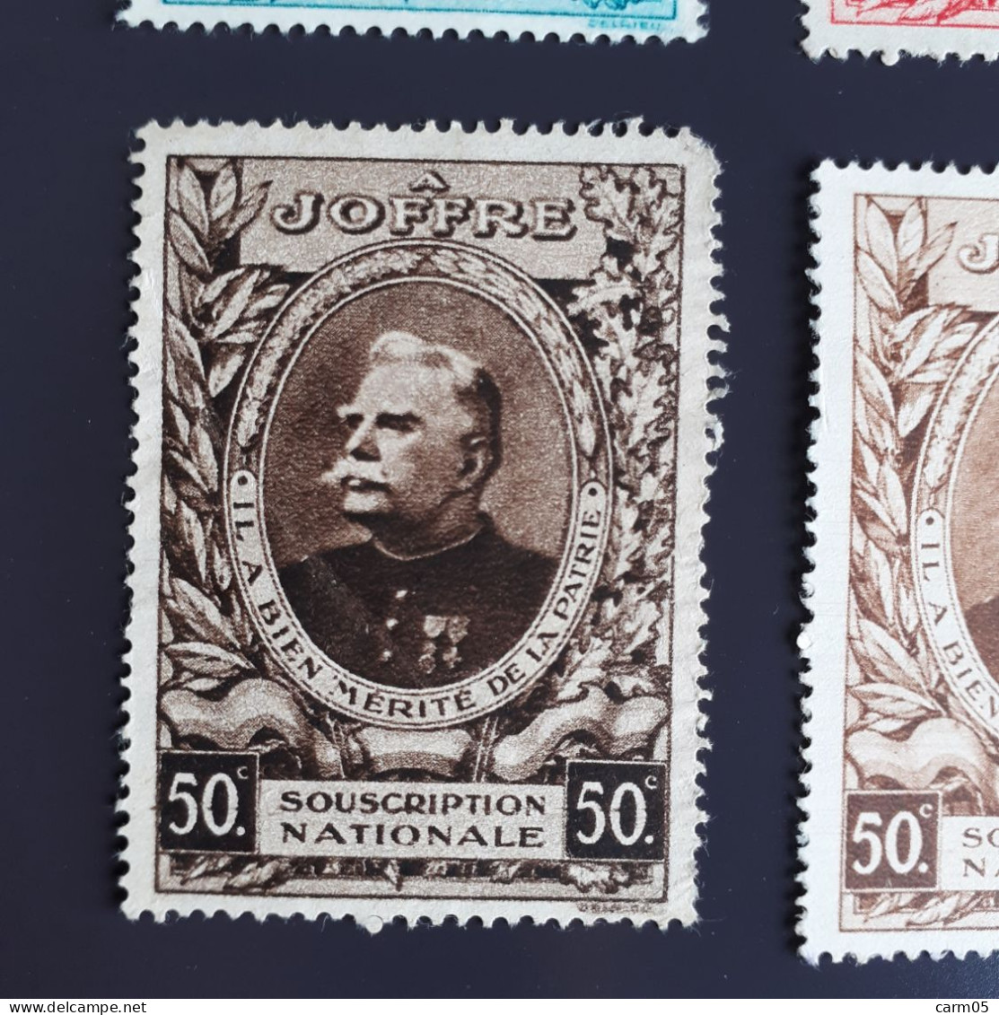 Lot De 4 Vignettes Timbres Errinophile Général Joffre - Militario