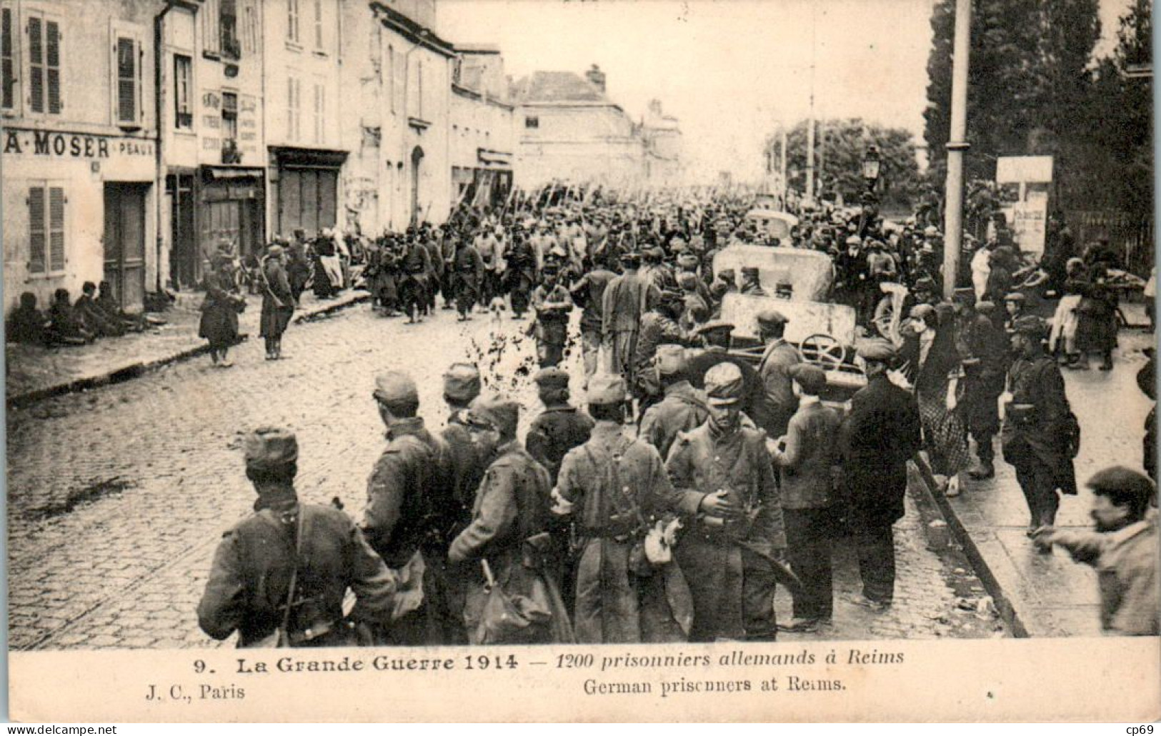 Reims Grande Guerre 1914 - 1200 Prisonniers Allemands ... Marne N°9 Military Cpa Voyagée En Franchise Militaire B.Etat - Reims