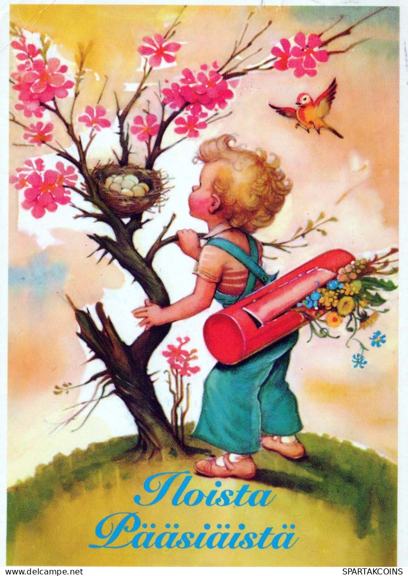 PASCUA NIÑOS HUEVO Vintage Tarjeta Postal CPSM #PBO286.ES - Easter