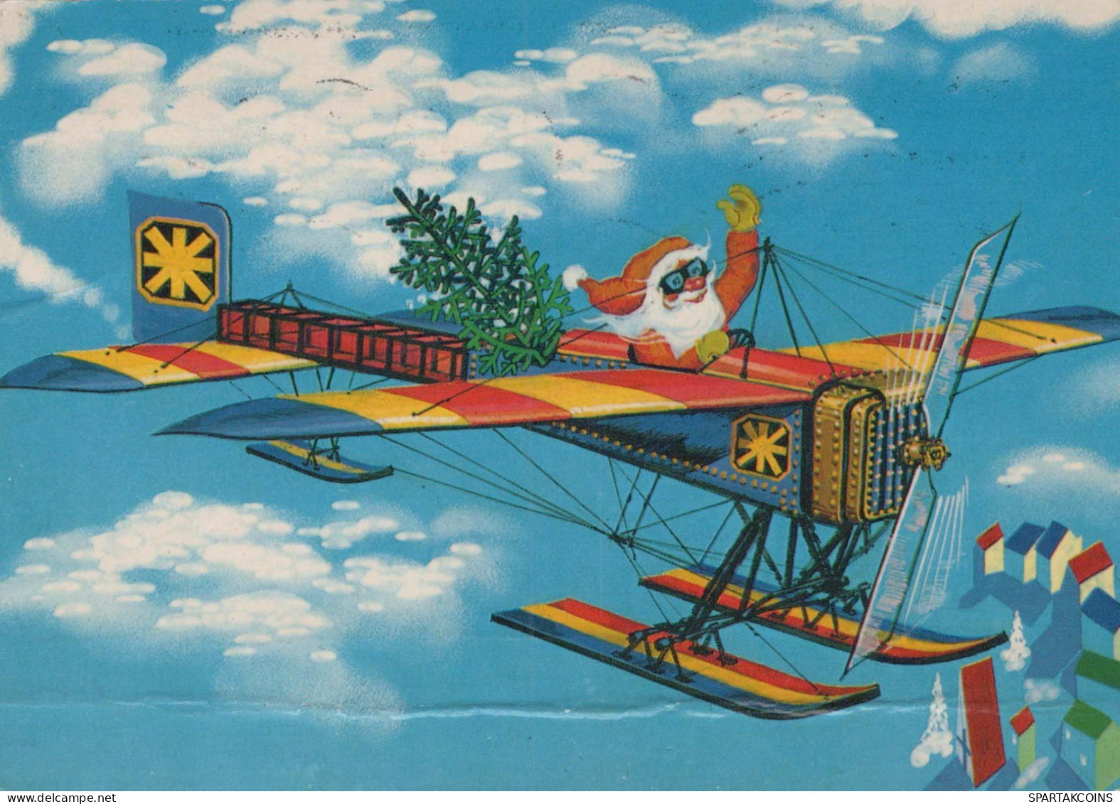 PAPÁ NOEL Feliz Año Navidad Vintage Tarjeta Postal CPSM #PBL301.ES - Santa Claus