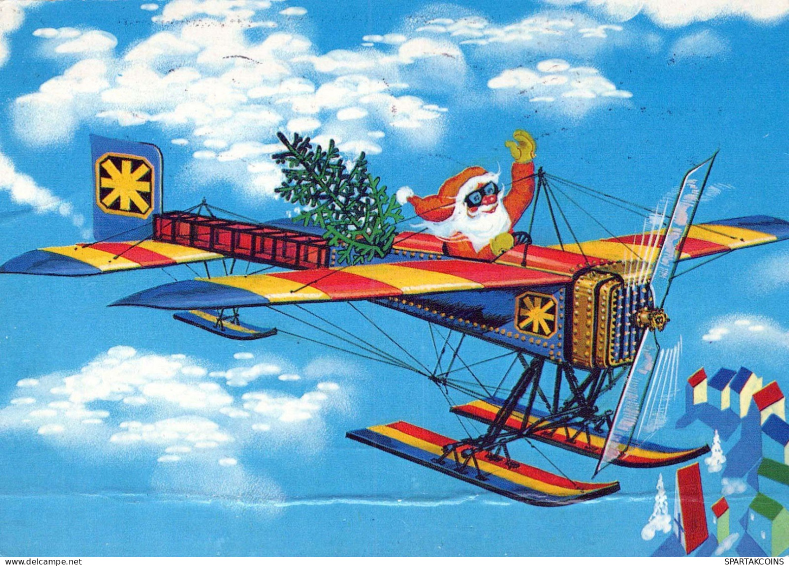 PAPÁ NOEL Feliz Año Navidad Vintage Tarjeta Postal CPSM #PBL301.ES - Santa Claus